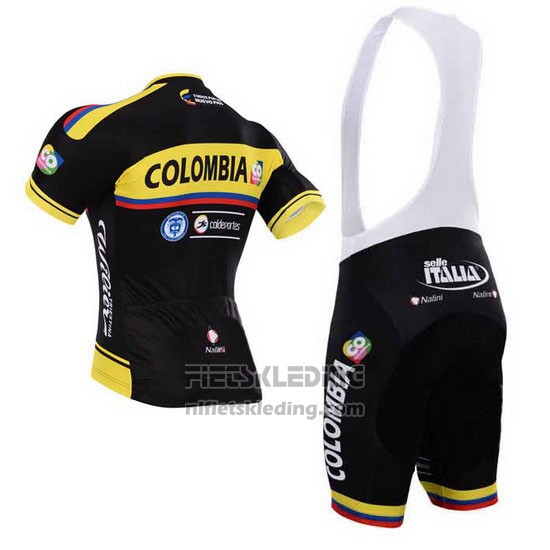 2015 Fietskleding Colombia Zwart en Geel Korte Mouwen en Koersbroek